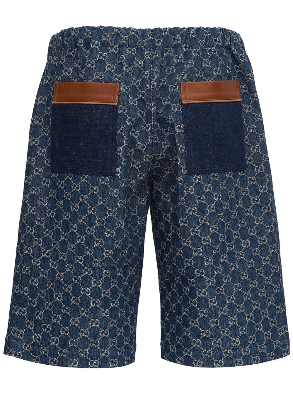 Gucci Cotton Eco Washed GG Denim Shorts in Blue for Men - Lyst