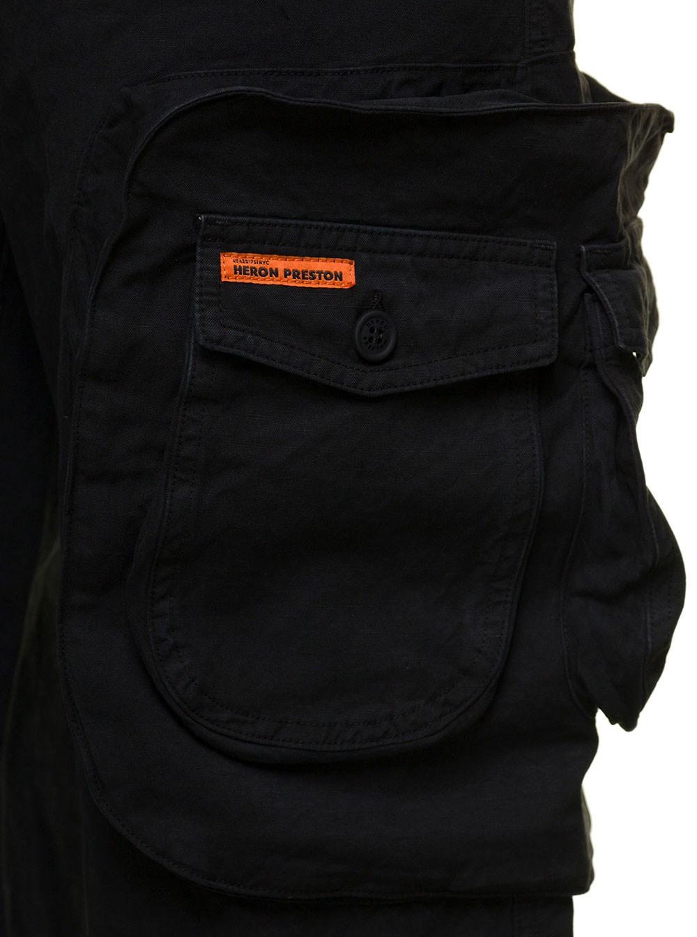 Heron Preston Cargo Pants With Logo Patch In Cotton And Linen Man