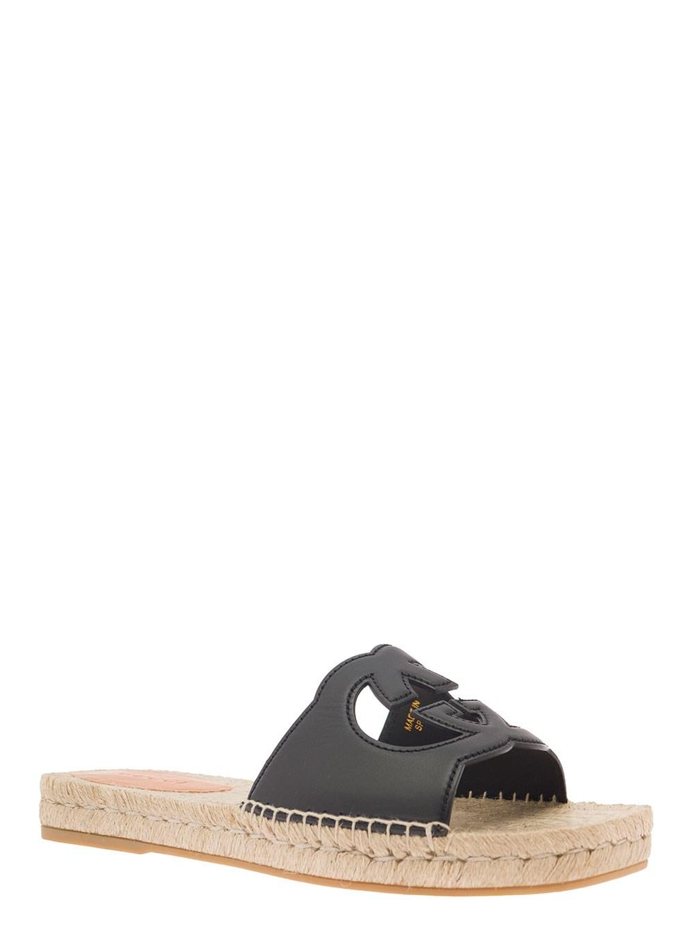 Gucci Slider Sandals With Interlocking G Cut-out In Leather Man in Black  for Men | Lyst
