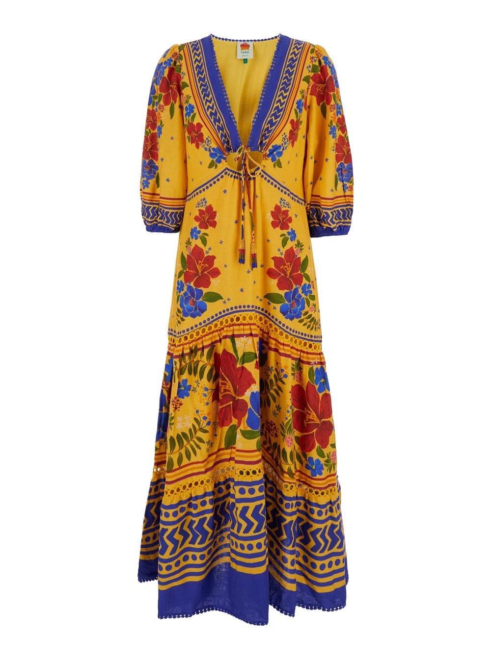 chinese dress ladies Multicolor Oriental Garden Short Sleeve Maxi Dress