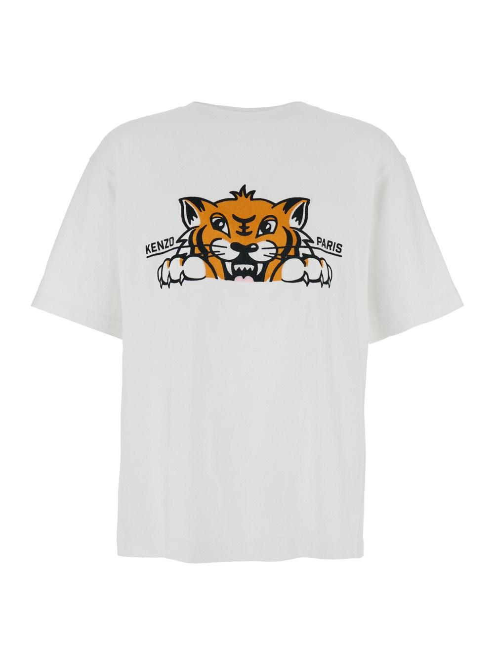 KENZO 'Gots Happy Tiger' Crewneck T-Shirt With Maxi Logo