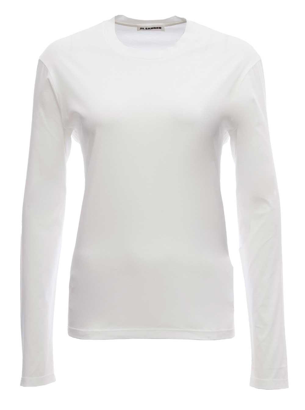 Jil Sander Long-sleeved White Cotton T-shirt | Lyst