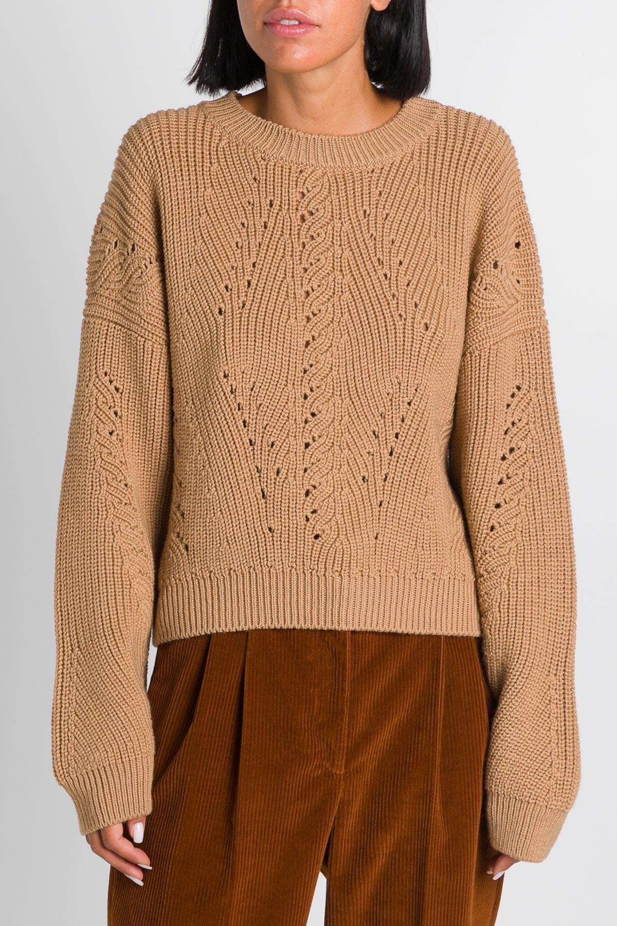 Alberta Ferretti Wool Cropped Sweater in Brown - Lyst