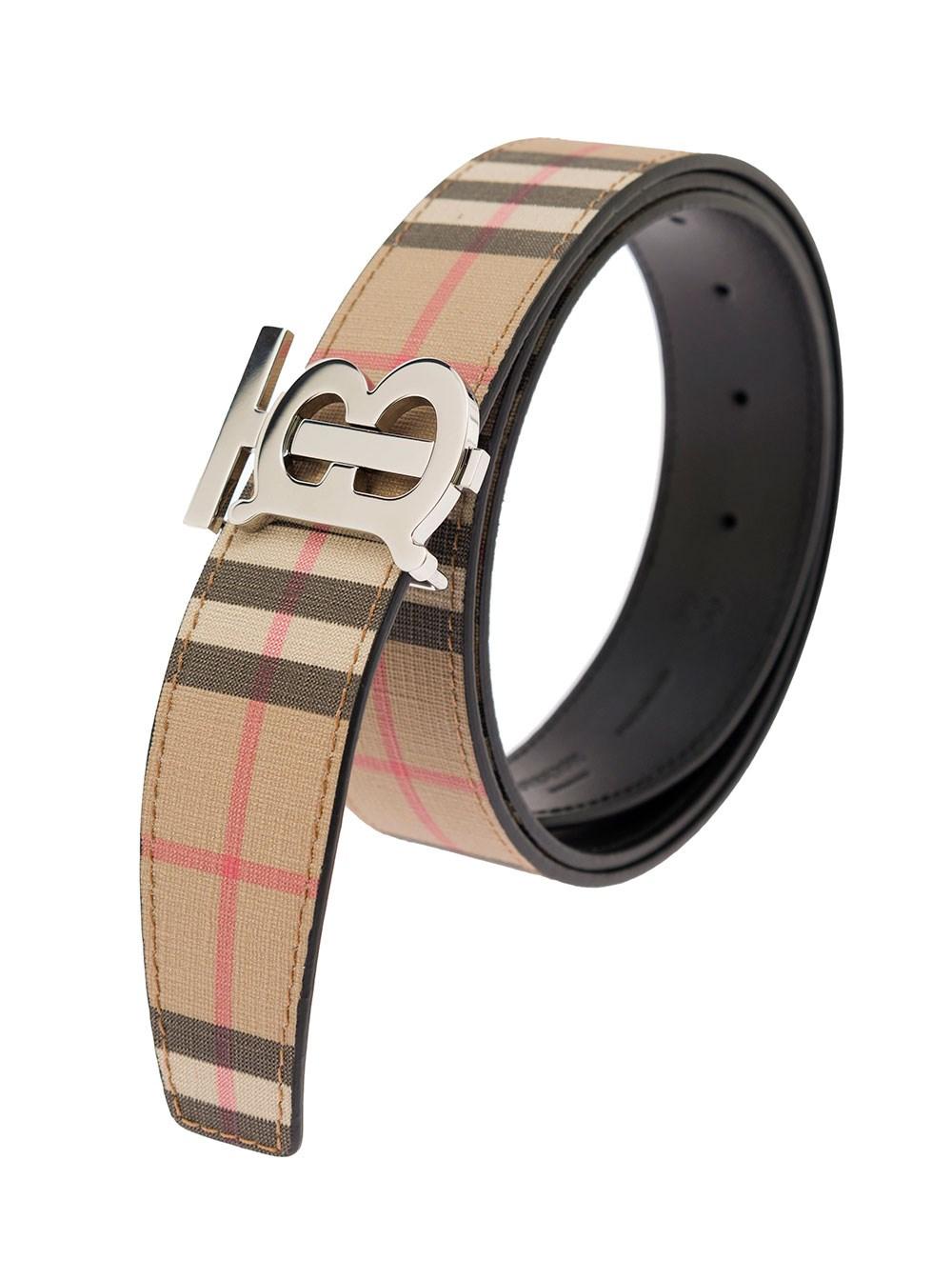 Burberry Belt With Vintage Check Motif In Coated Fabric Man in Natural for  Men | Lyst