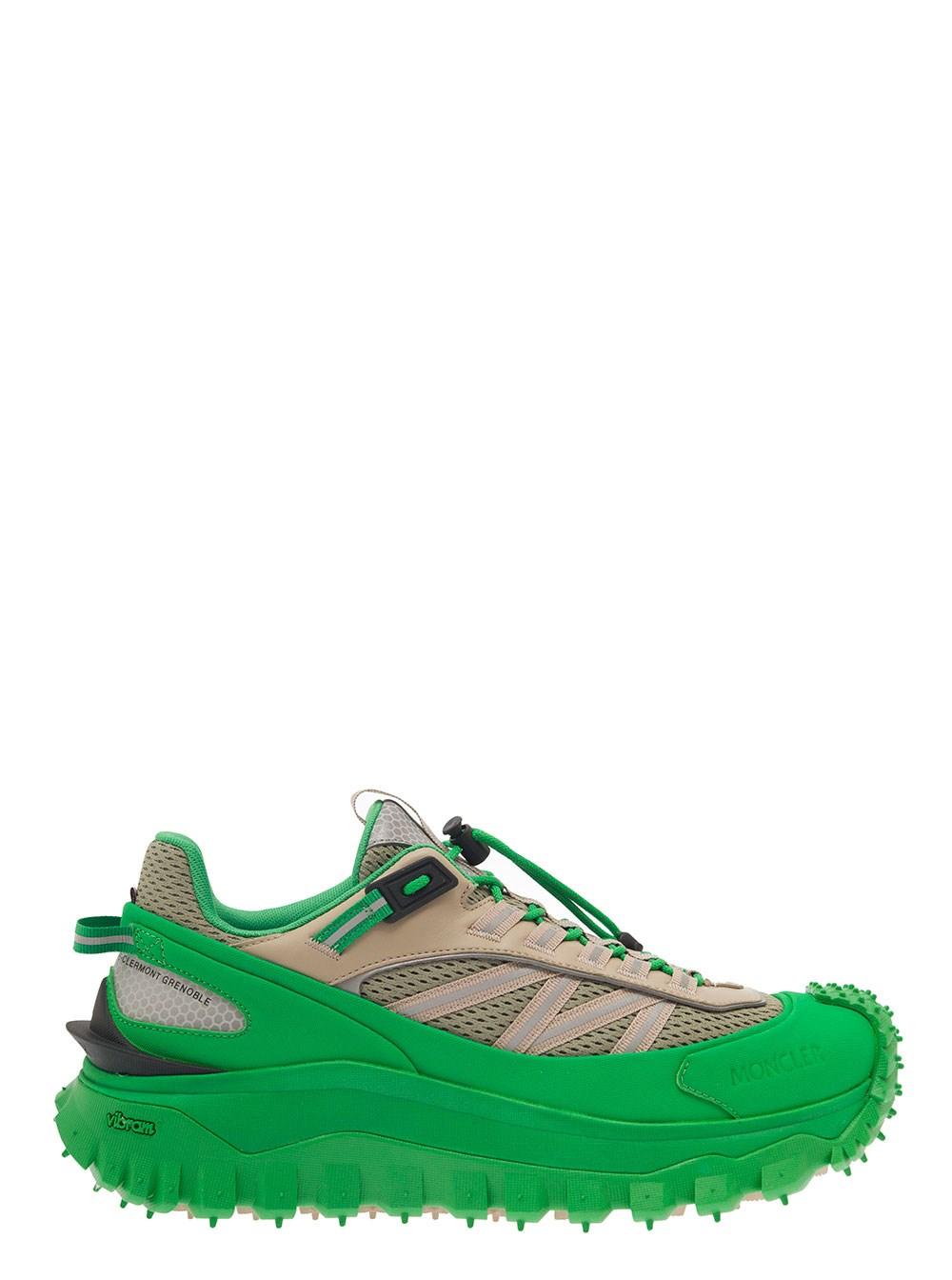 3 MONCLER GRENOBLE 'trailgrip' And Grey Low-top Sneakers With Mesh Lining  In Polyamide Uomo in Green for Men | Lyst