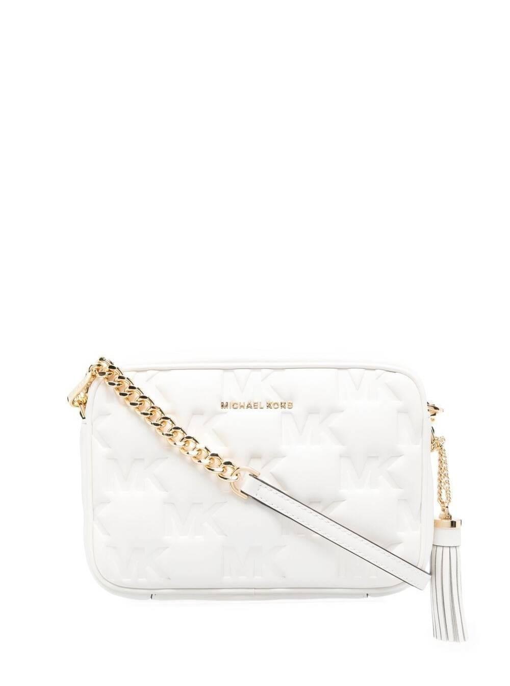 Michael Kors Monogram Matelassé Crossbody Bag in White