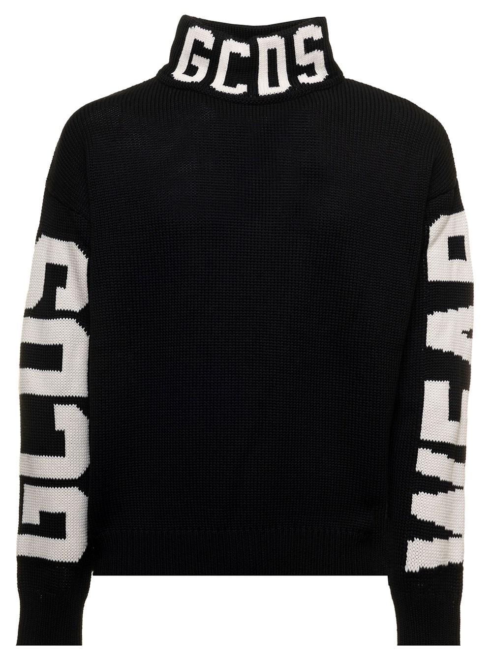 Gcds Turtleneck In Knitted Wool Blend With Contrasting Jacquard Logo On  Sleeves And Neck Man in Black for Men | Lyst
