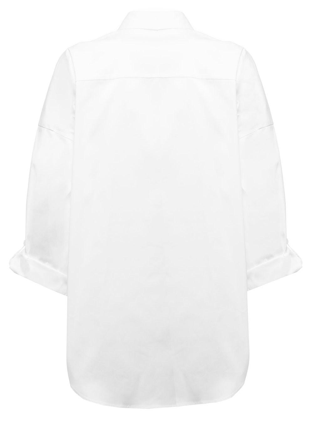 Brunello Cucinelli Asymmetrical Cotton Poplin Shirt With Monile Insert  Woman in White | Lyst
