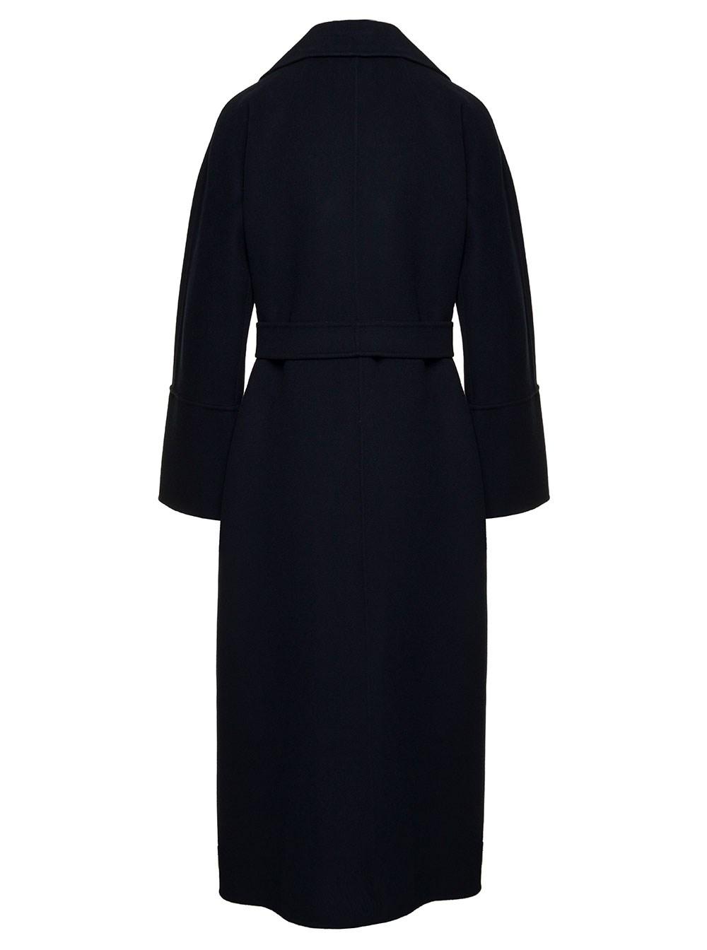Max Mara 'elisa' Black Robe Coat With Matching Belt In Wool Woman 's Max  Mara in Blue | Lyst