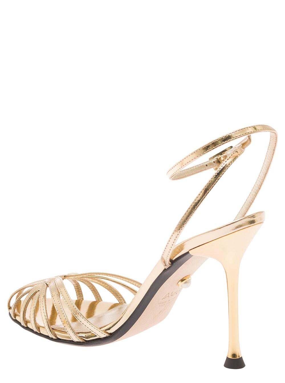 ALEVI 'ally' Golden Sandals With Stiletto Heel In Leather Woman in Metallic  | Lyst