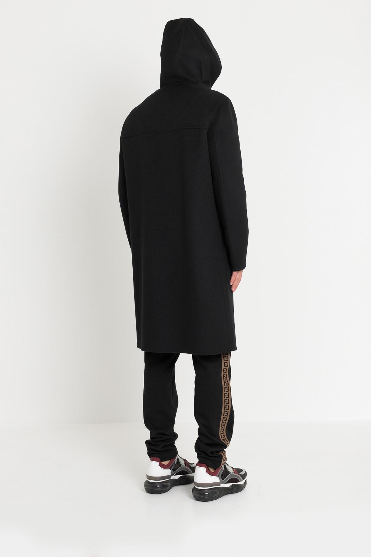 Fendi Cashmere Reversible Duffle Coat In Ff Double in Black for Men | Lyst