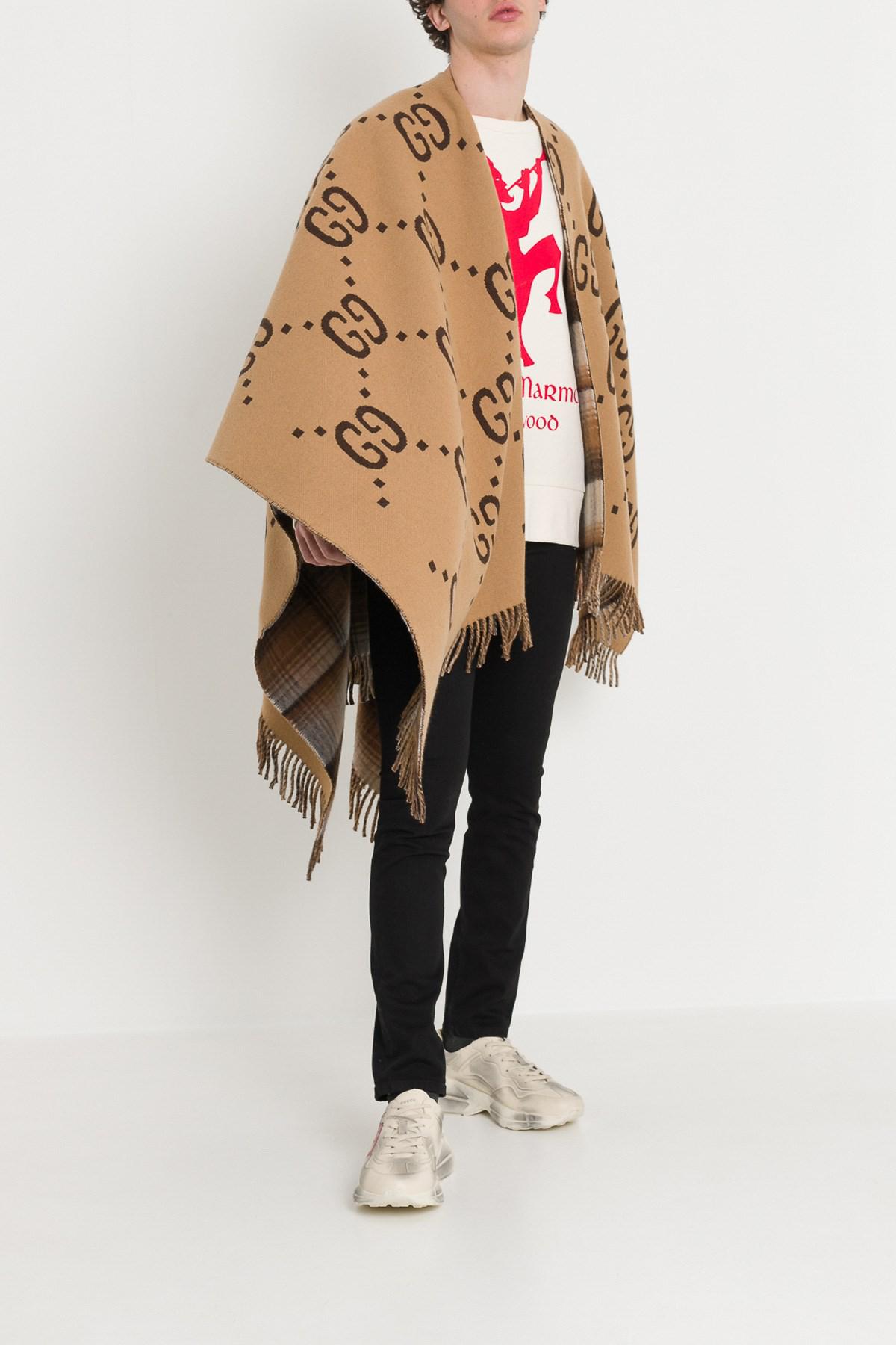 Gucci Reversible Gg Wool Poncho for Men - Lyst