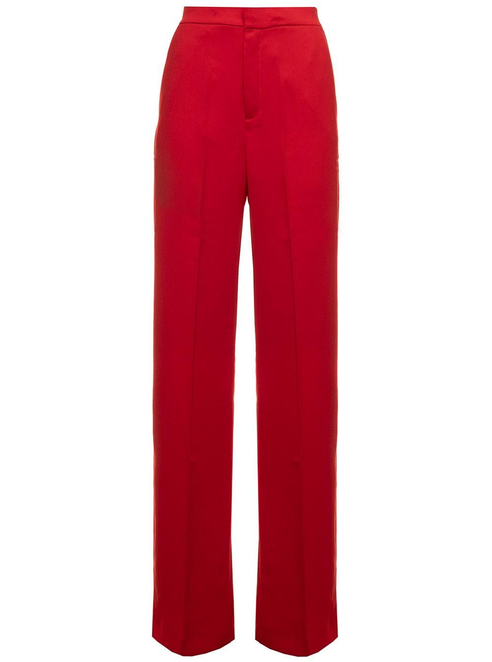 The Andamane Karla Wide Leg Trousers In Crepe Satin Woman in Red | Lyst