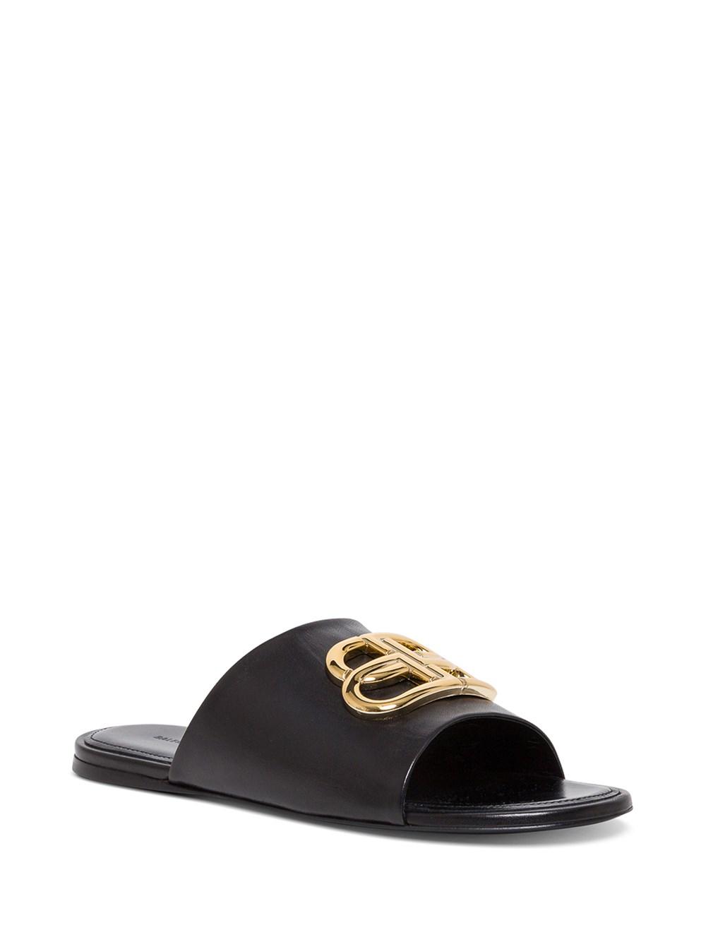 【BALENCIAGA】送料/関税込 OVAL BB SLIDES Balenciaga Black Oval BB Sandals Balenciaga