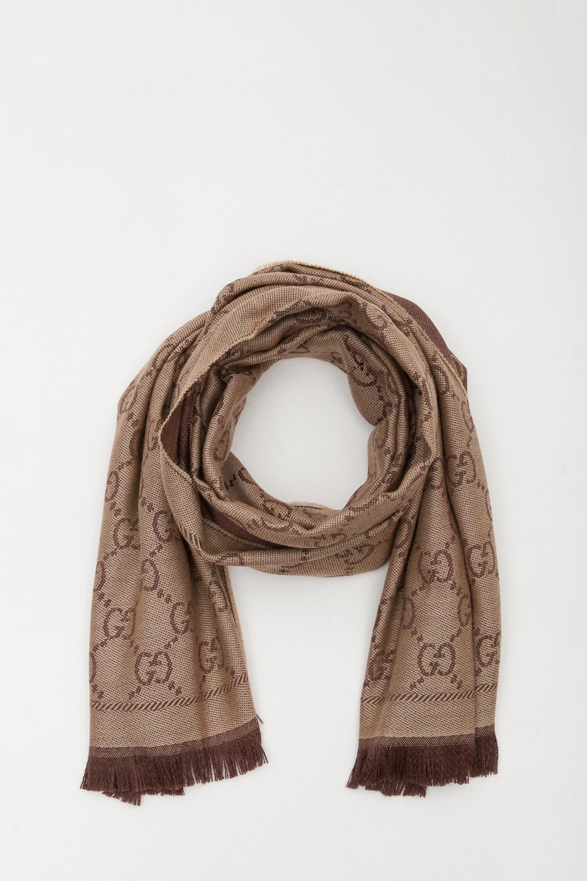 Gucci Wool GG Jacquard Pattern Knitted Scarf Lyst