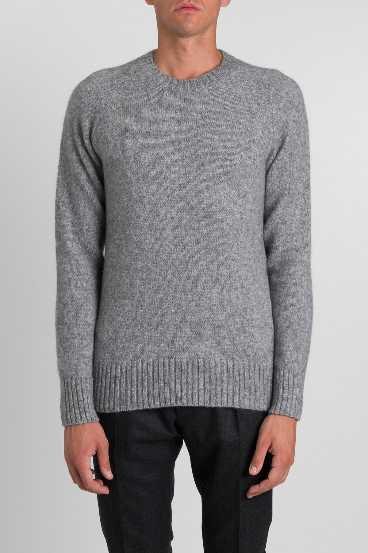 AMI Wool Crewneck Sweater in Gray for Men - Lyst