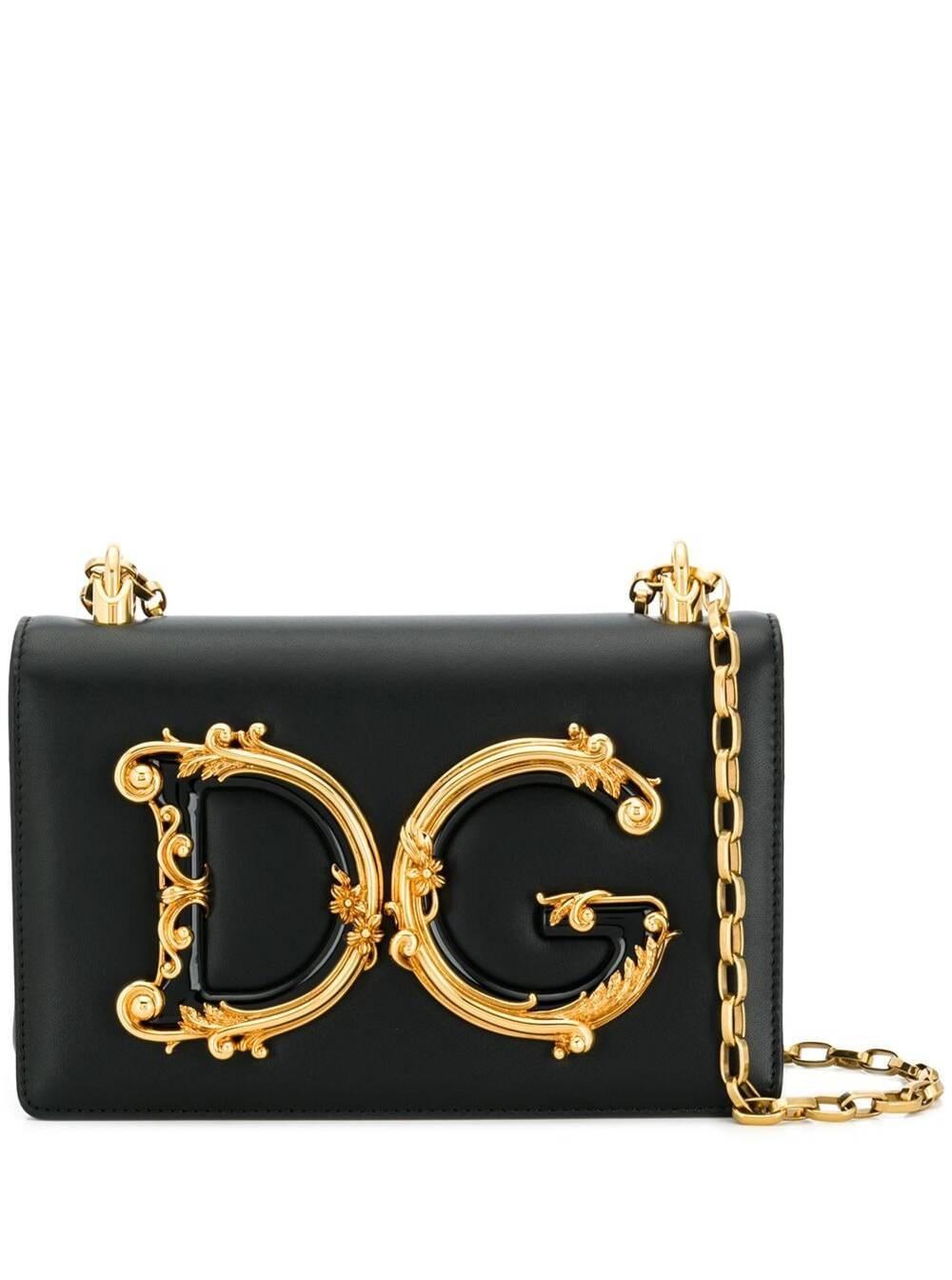 Dolce & Gabbana Black Barocco Ccrossbody Bag With Chain Shoulder Strap And  Monogram Plate On The Front Woman | Lyst