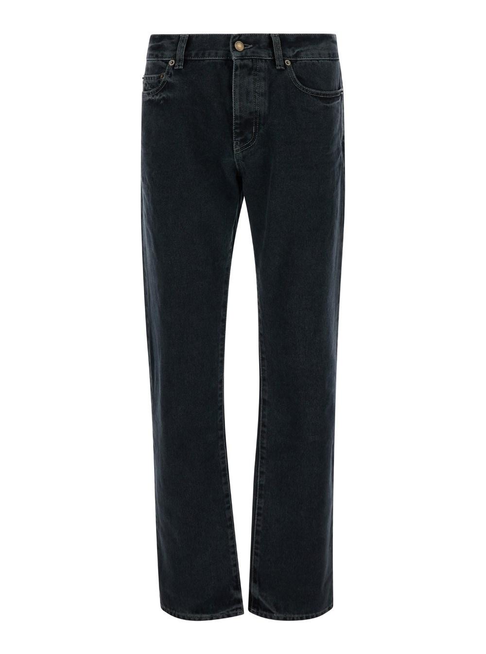 デニム・ジーパン Saint Laurent Black Carrot-Fit Jeans With A Washed Effect Saint Laurent Carrot-Fit Jeans With A Washed Effect in Black