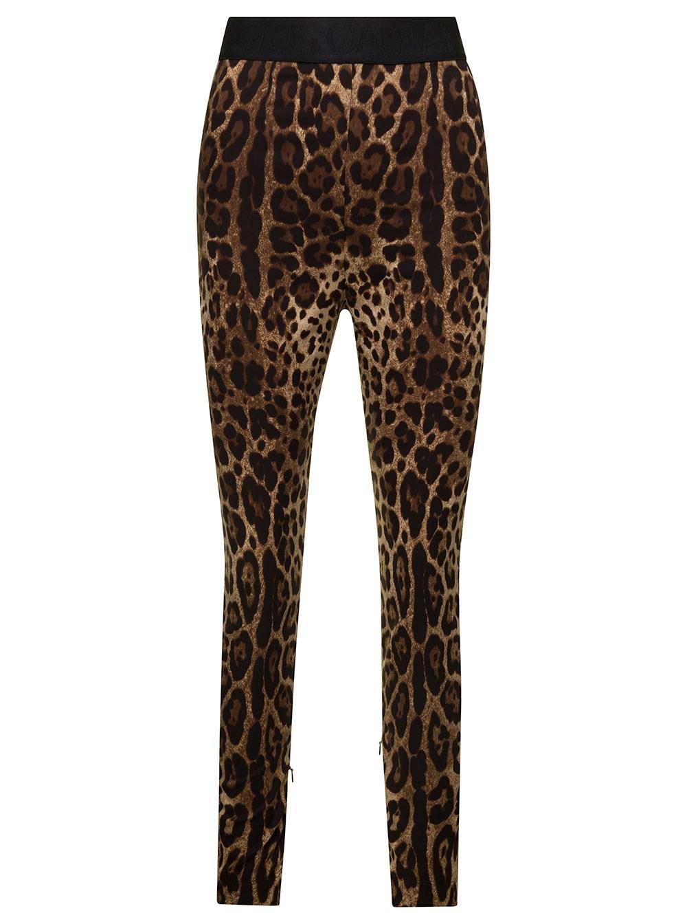 Dolce & Gabbana Brown Leopard Printed leggings In Stretch Silk Woman in  Gray | Lyst