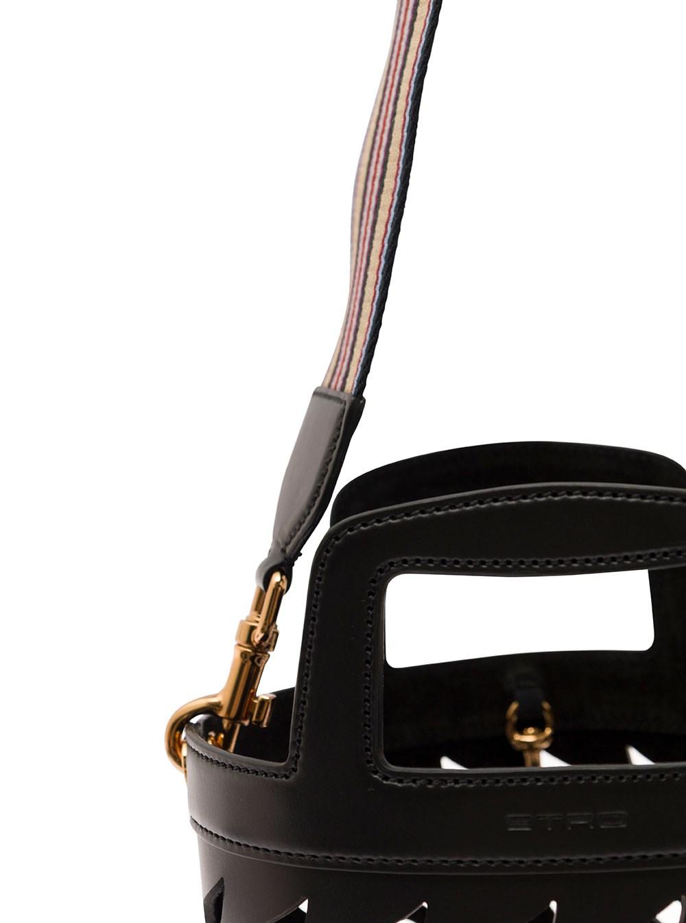 Etro Bucket Bag With Multicolor Shoulder Strap And Pegasus Detail In  Perforated Leather in Black | Lyst