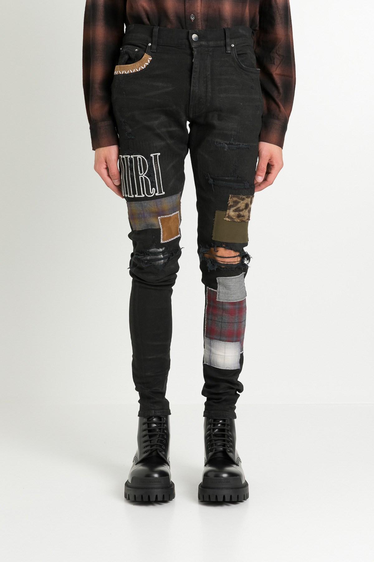 Amiri Grunge Patch Jeans in Black for Men | Lyst
