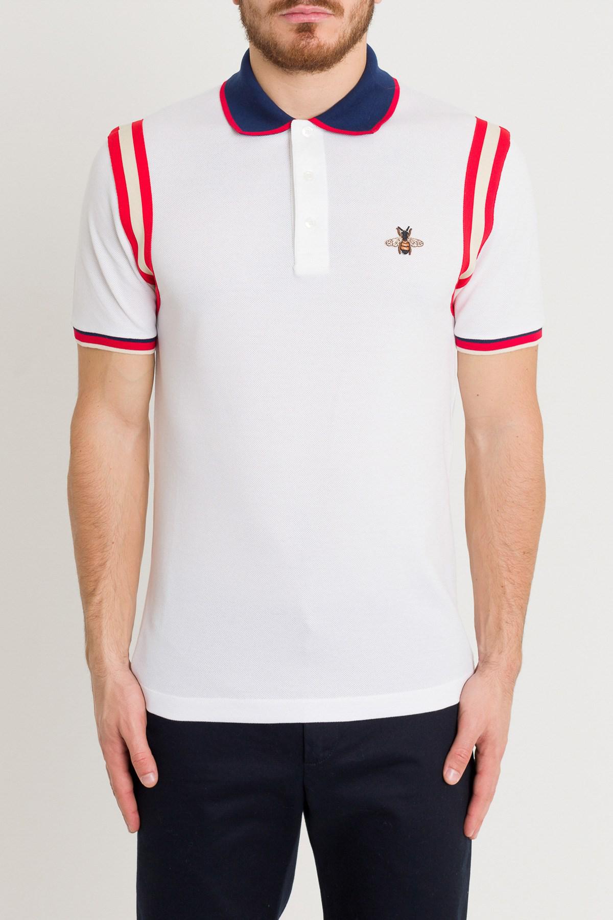 Gucci Cotton Polo With Bee in White for Men | Lyst