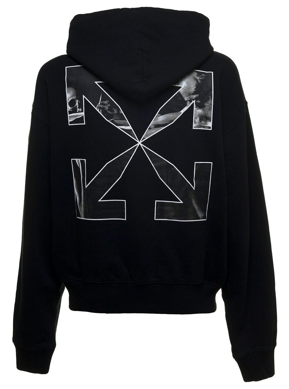 Off-White c/o Virgil Abloh Caravaggio Arrow Jersey Hoodie in Black for Men  | Lyst