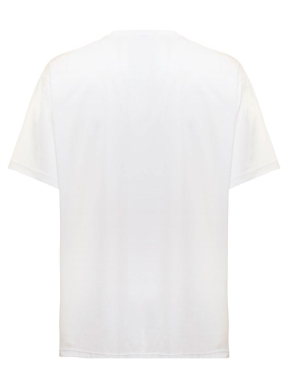 Burberry Man's Cotton T-shirt With Logo Print in White for Men | Lyst