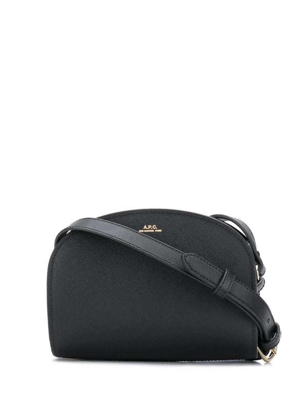 A.P.C. Woman's Sac Demi-lune Mini Leather Crossbody Bag in Black | Lyst