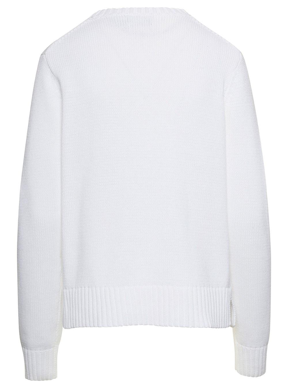 Polo Ralph Lauren Knit Jumper With Polo Bear Intarsia On The Chest In  Cotton Woman in White | Lyst