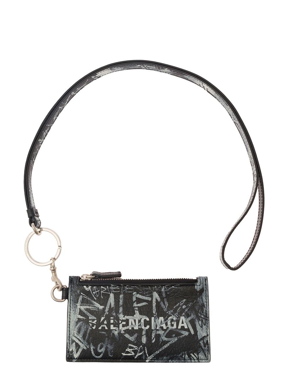 Balenciaga Cardholder With Removable Strap Snd Graffiti Print In