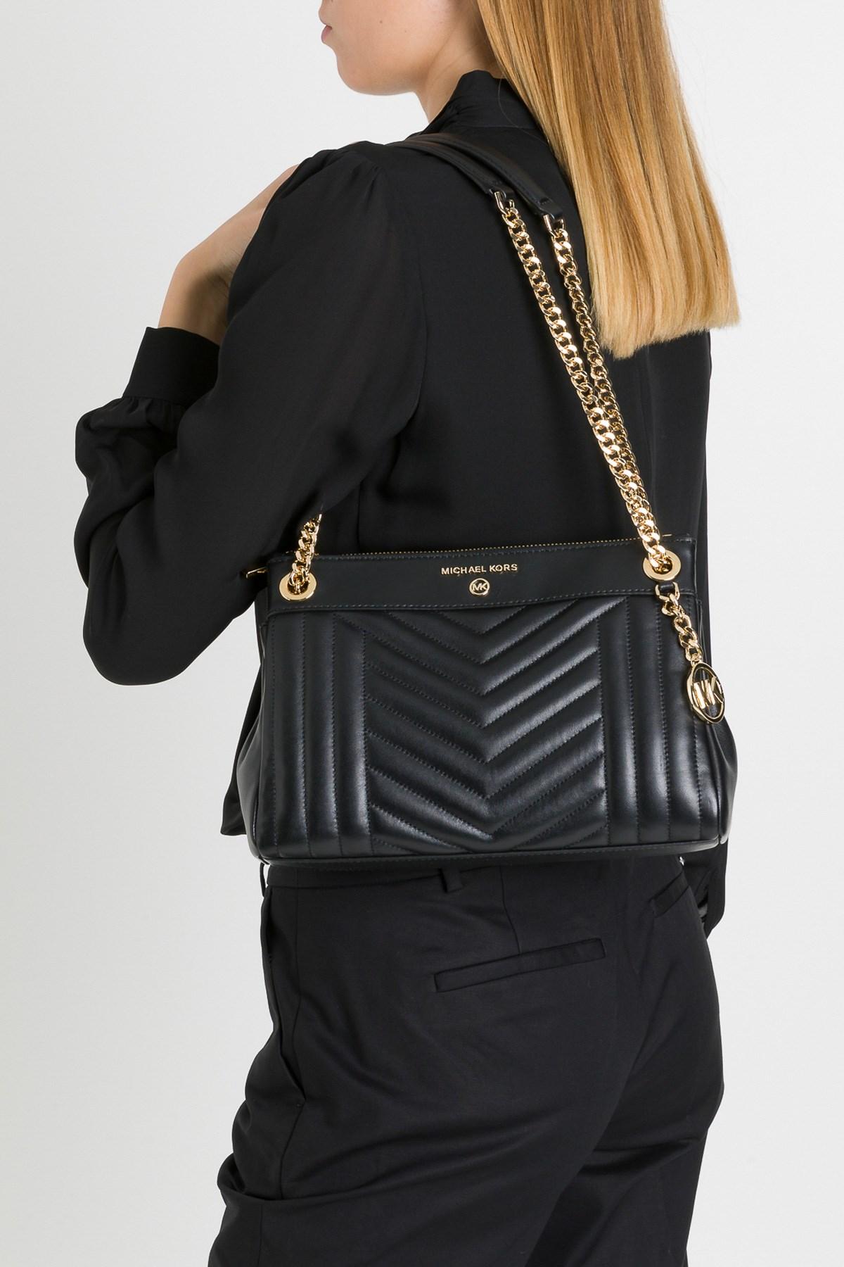 MICHAEL Michael Kors Susan Small Quilted Leather Shoulder Bag in Black -  Lyst