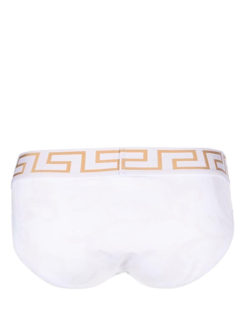 Versace Swim Trunks With Greca Motif In Technical Fabric in White