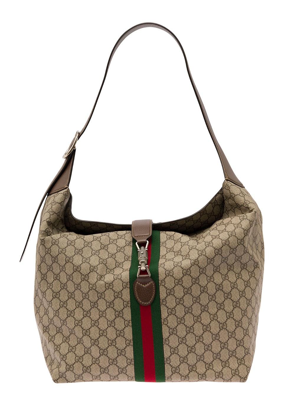 Gucci Beige/Ebony Supreme GG Canvas Messenger Bag with Web Detail