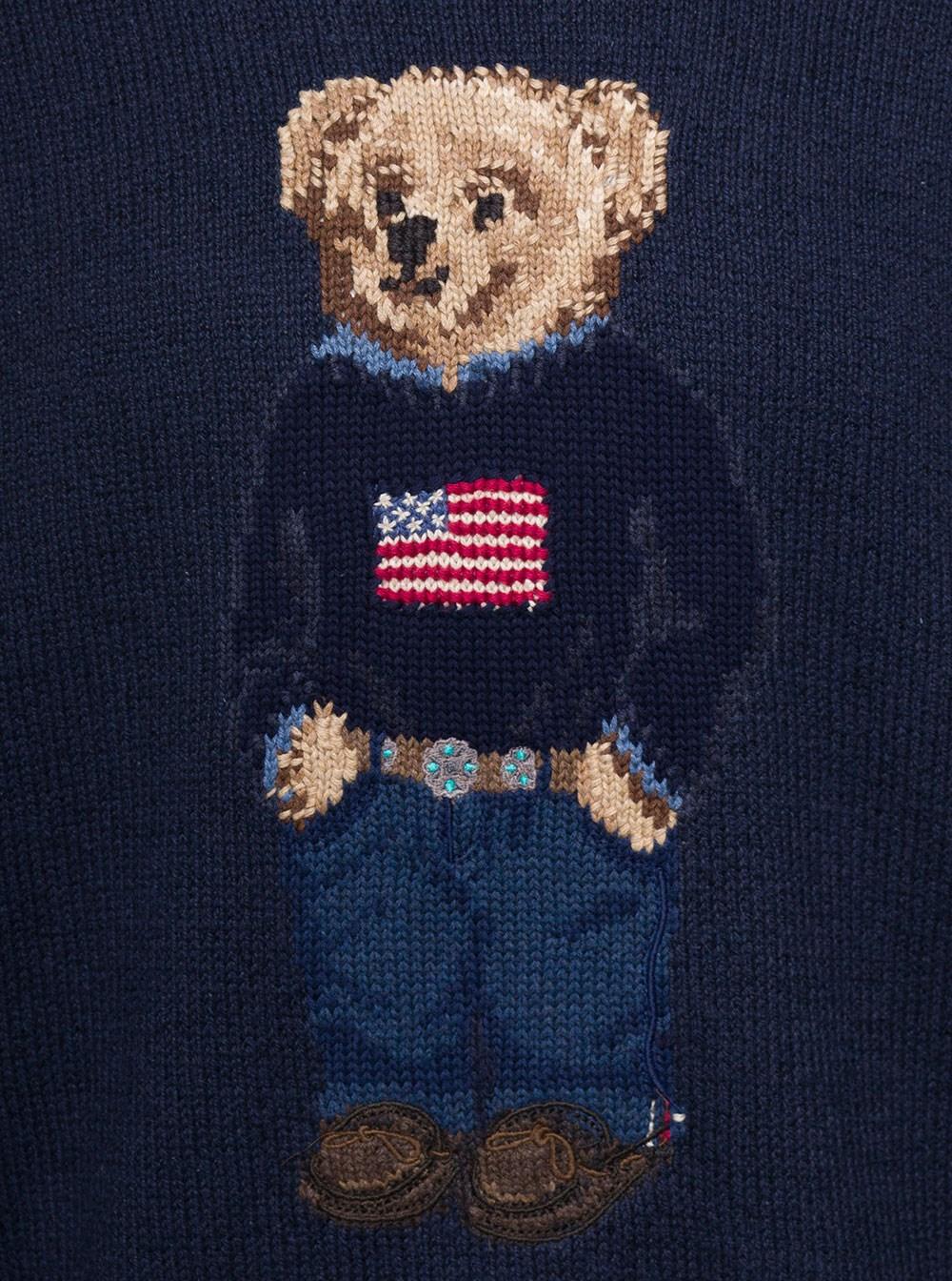 Polo Ralph Lauren E Crewneck Sweater With Intarsia Teddy Bear In Cotton And  Linen Blend Man in Blue for Men | Lyst