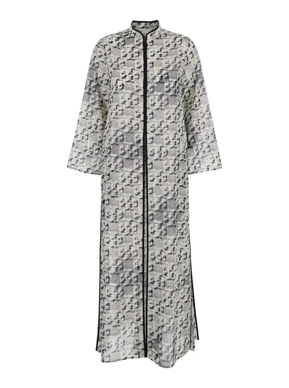 【可愛い柄♪】Tory Burch Grey Kaftan With Contrasting trim Tory Burch Kaftan With Contrasting Trims And Eyelet Closure