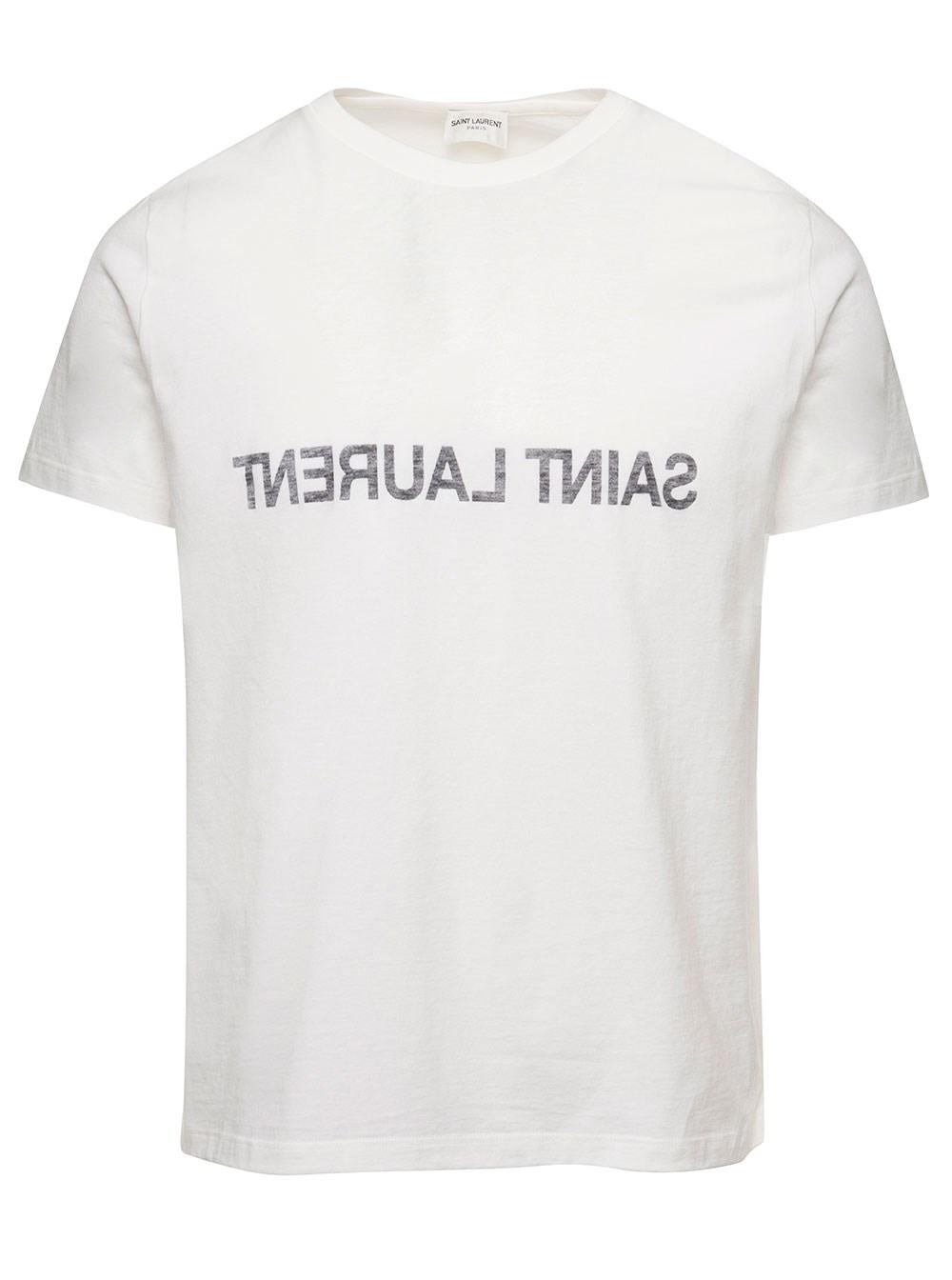 Tシャツ・カットソー SAINT LAURENT Men T Shirts 25P798933Y37RY 9000 WHITE Saint Laurent logo-print T-shirt | White | FARFETCH