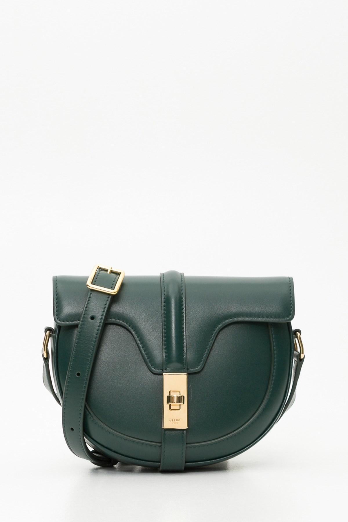 Celine Leather Small Besace 16 Bag in Green - Lyst