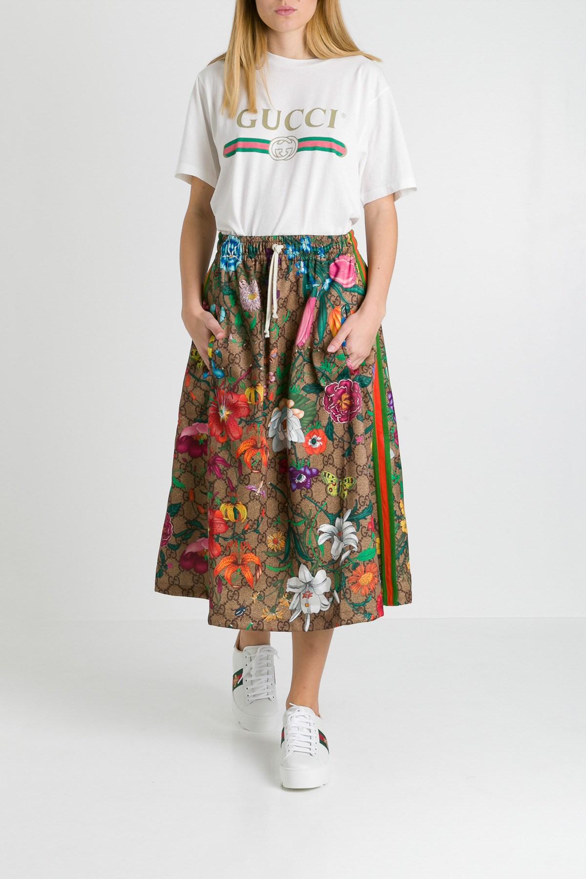 Gucci GG Flora Tech Jersey Skirt | Lyst