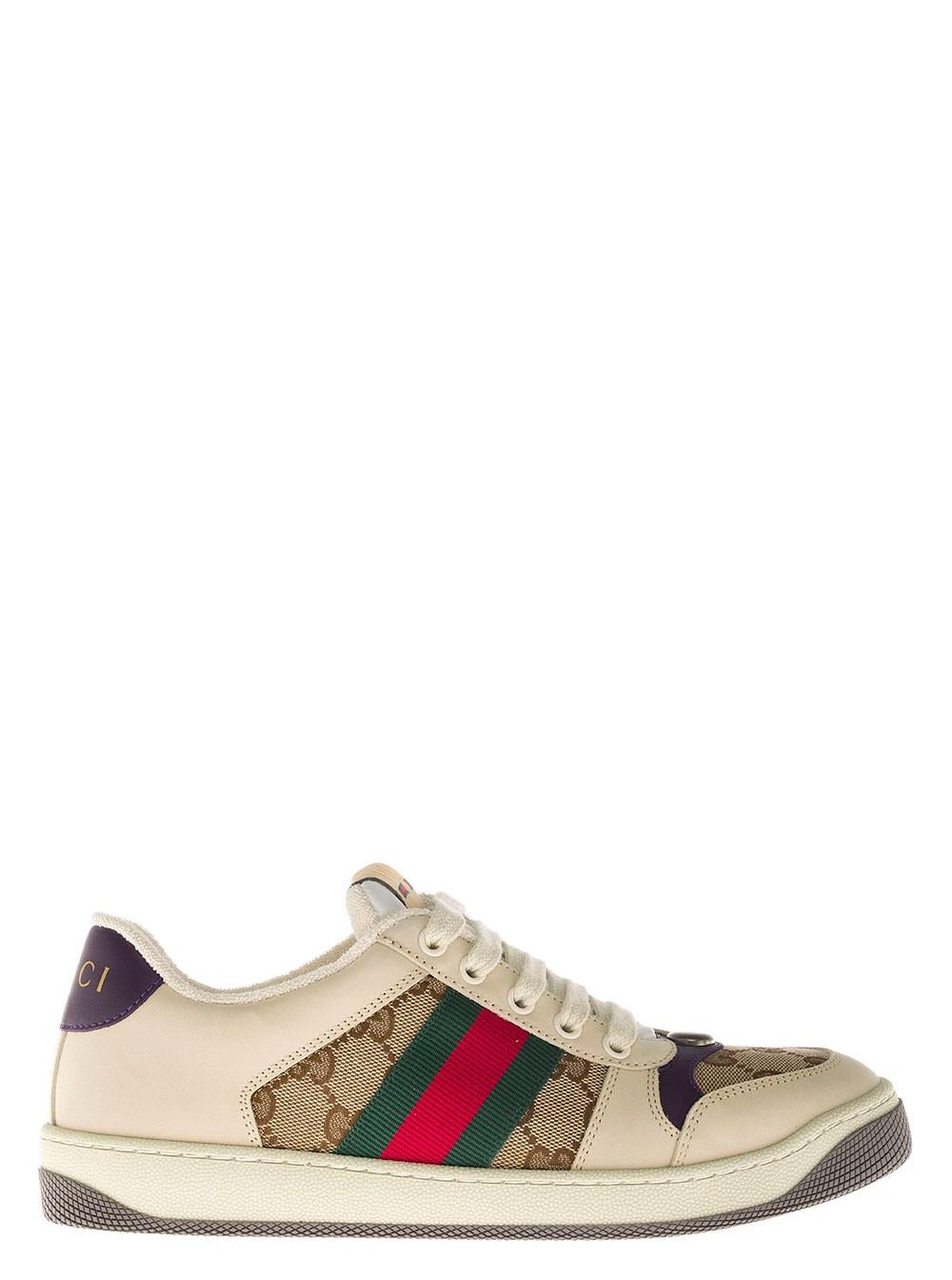 Gucci Screener Multicolor gg Fabric Sneakers in White | Lyst