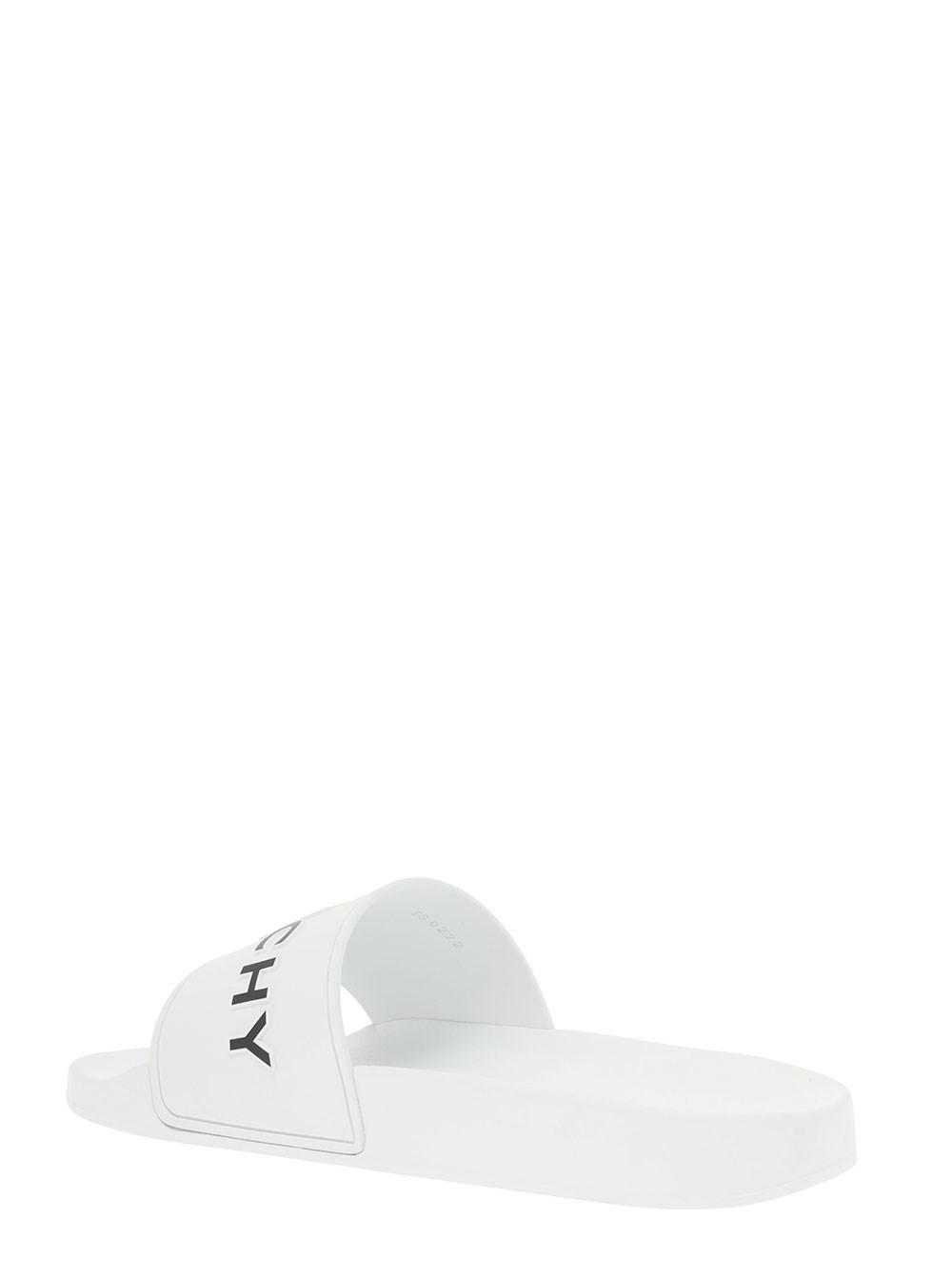 Givenchy Woman's Rubber Slide Sandals With Logo in White - Save 28% | Lyst