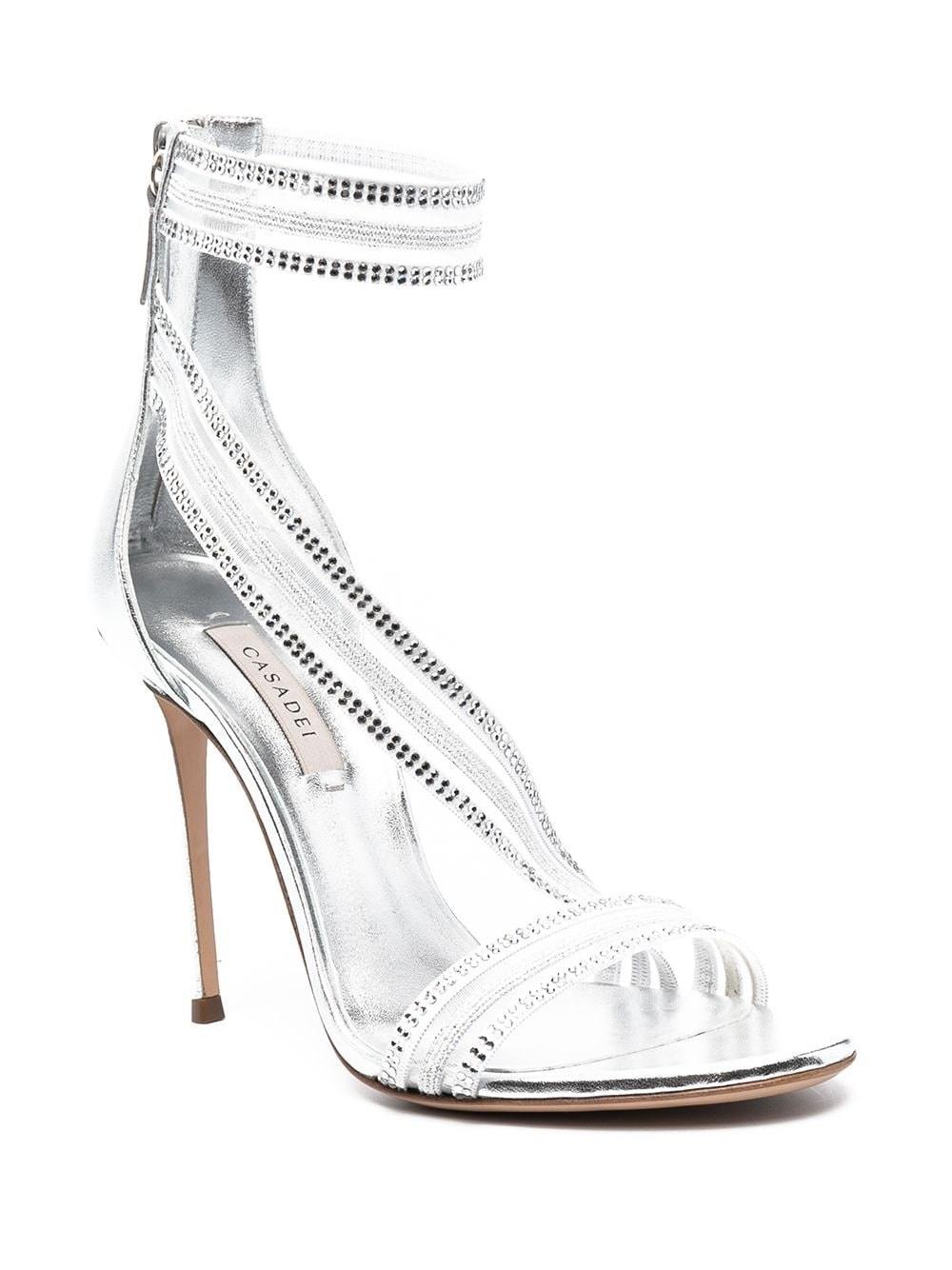 Casadei Leather Julia Venus Silver Sandals in