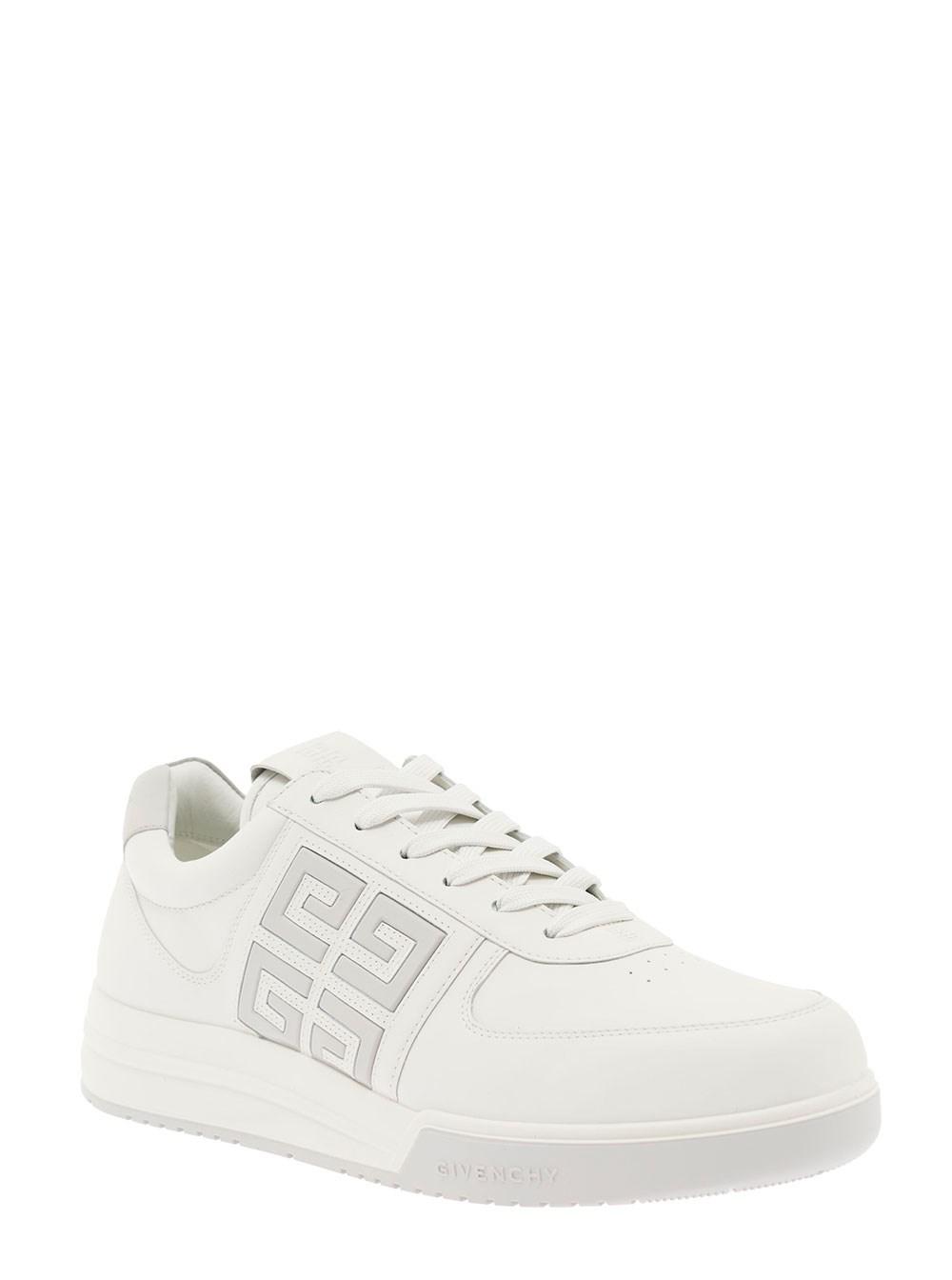 Givenchy 'g4' And Grey Sneakers With Contrasting Heel Tab And 4g Logo In  Leather Man in White for Men | Lyst