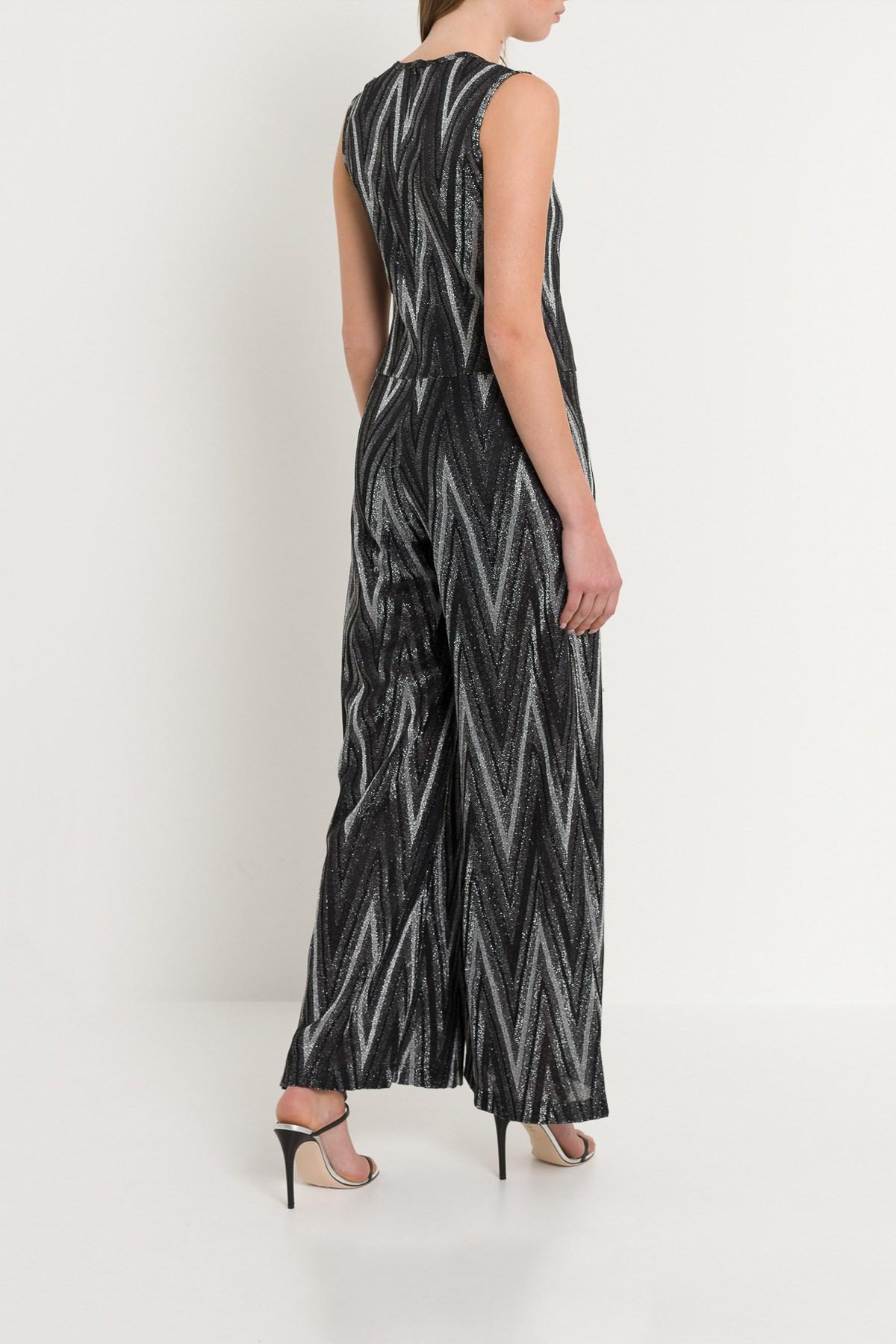 M Missoni Lurex Knit Jumpsuit With Chevron Motif in Black Lyst