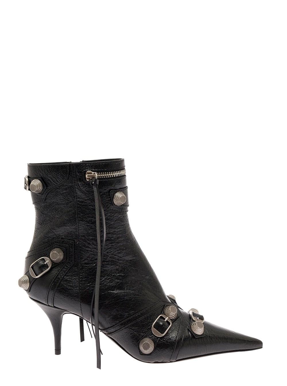 Balenciaga Cagole M70 Leather Ankle Boots Woman in Black | Lyst