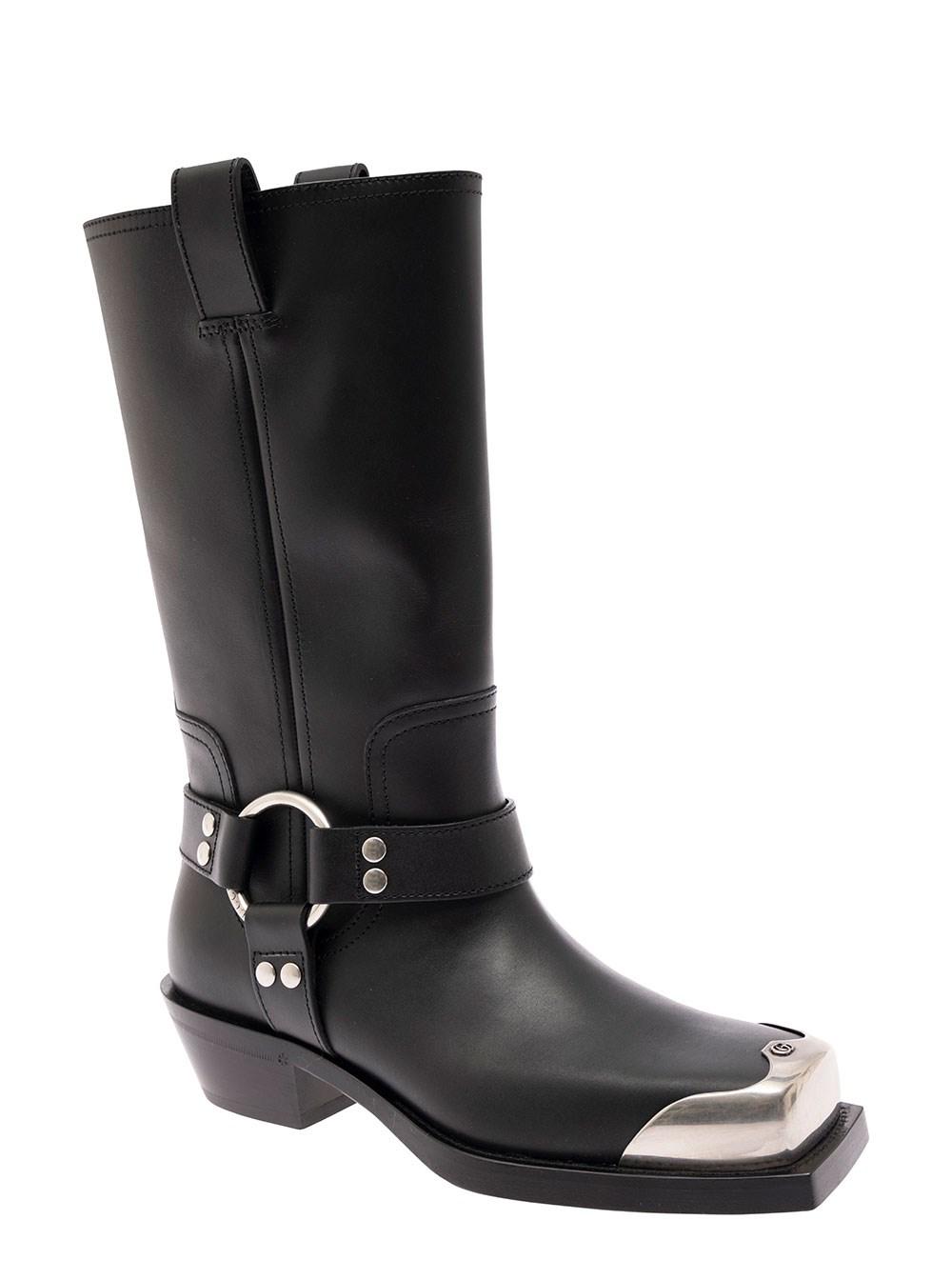 Gucci Boots With Metal Square Toe And Harness Detail In Smooth Leather in  Black for Men | Lyst