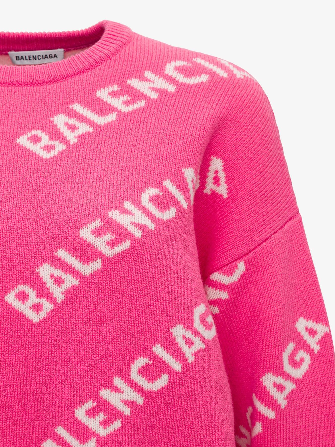 Balenciaga Synthetic Allover Logo Crewneck in Pink/White (Pink) - Save 59%  | Lyst