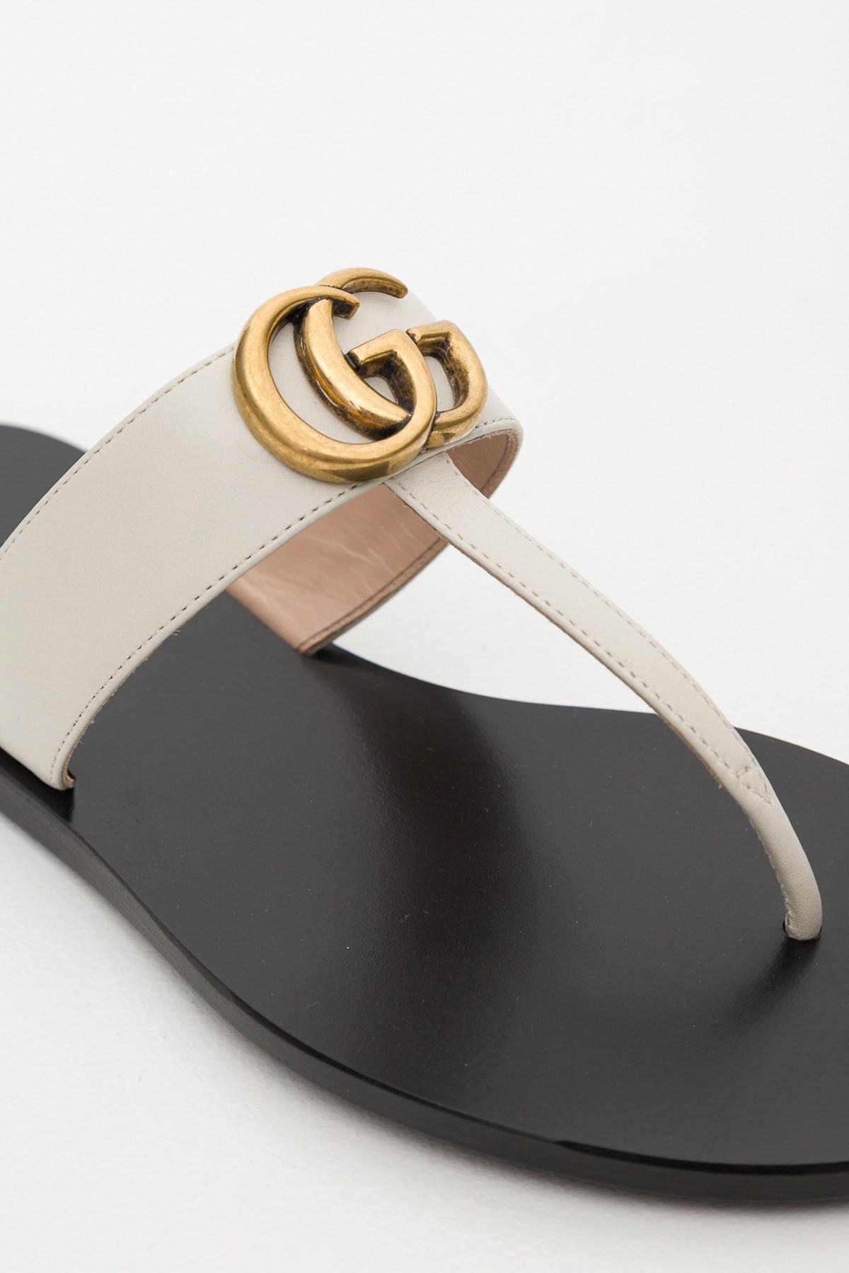 gucci leather thong sandal double g