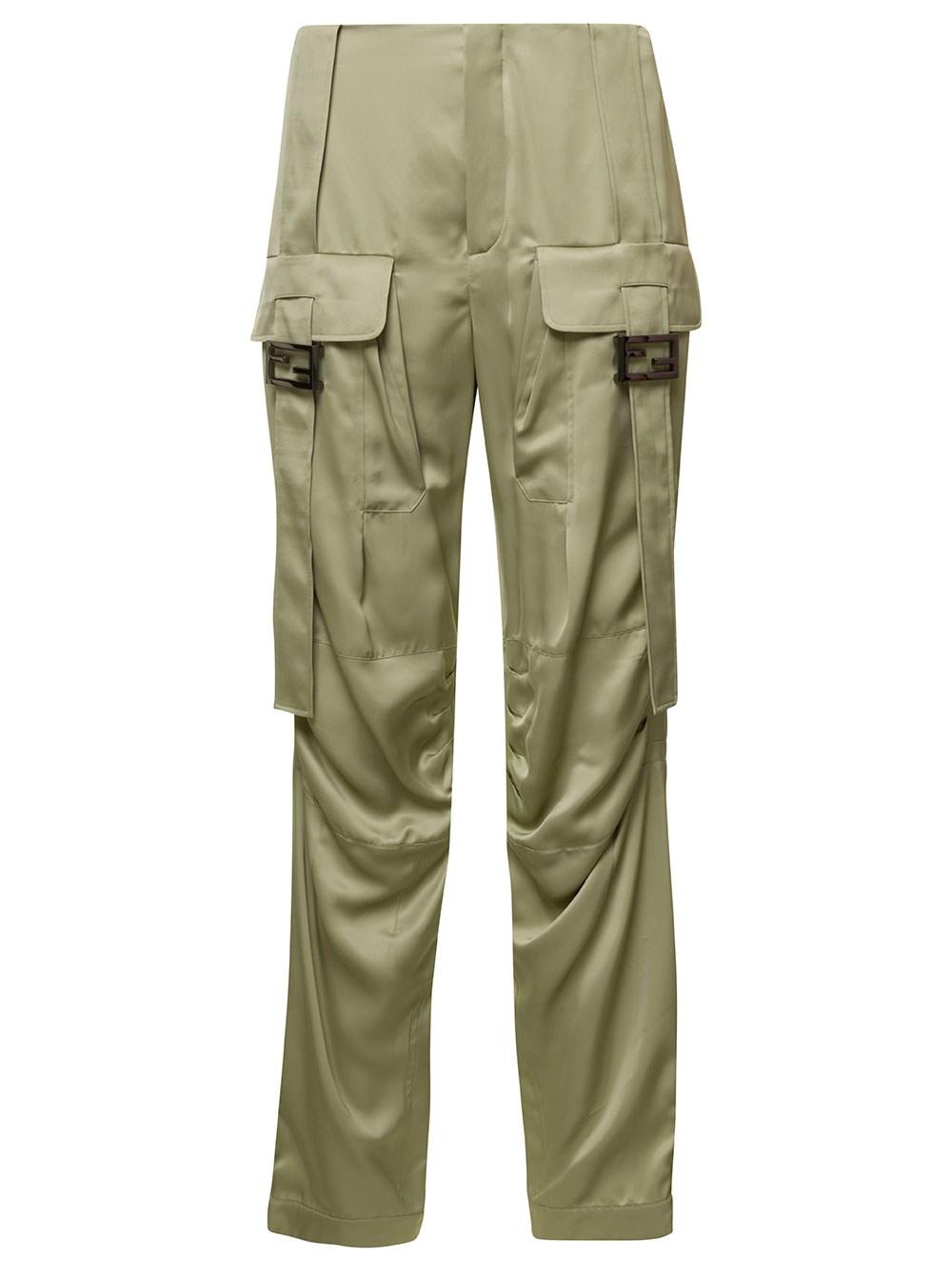 Fendi Cargo Pants With Ff Baguette Buckle In Viscose Sarin Woman in ...