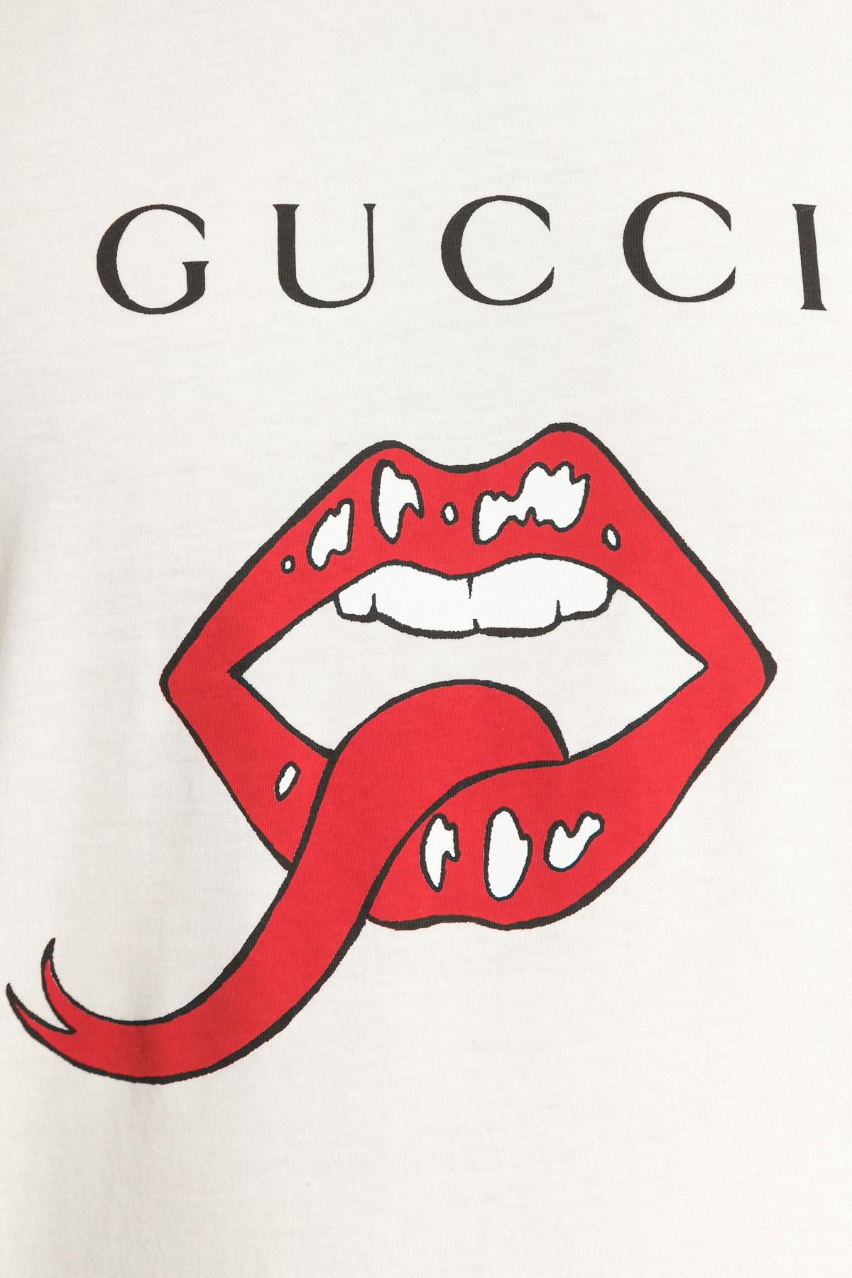 Gucci Cotton Oversized T-shirt With Mouth for Men | Lyst